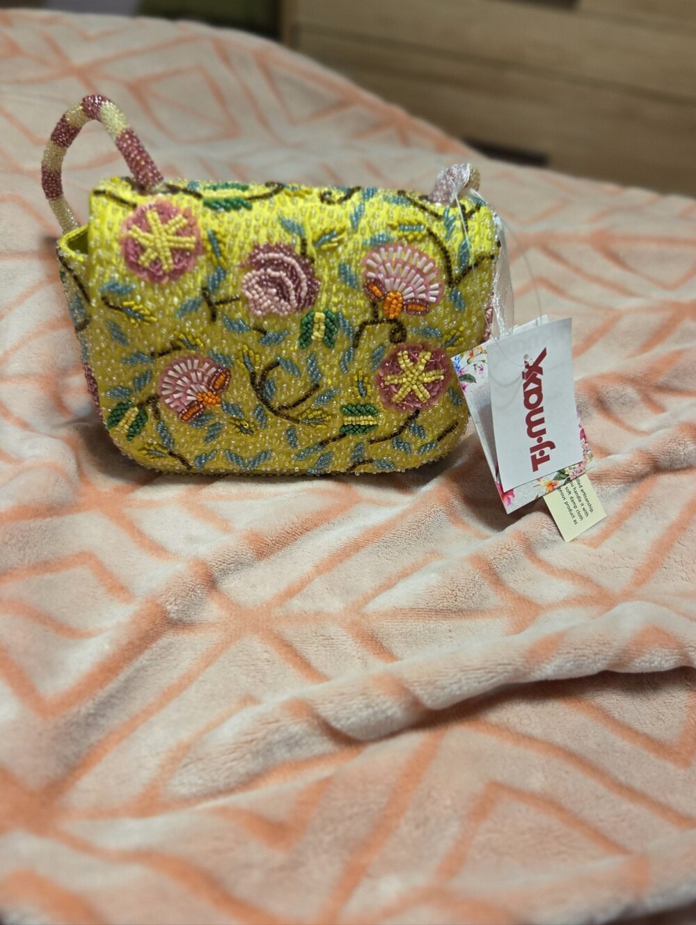 Bright Yellow Seashell/Starfish Beaded Shoulder Bag
